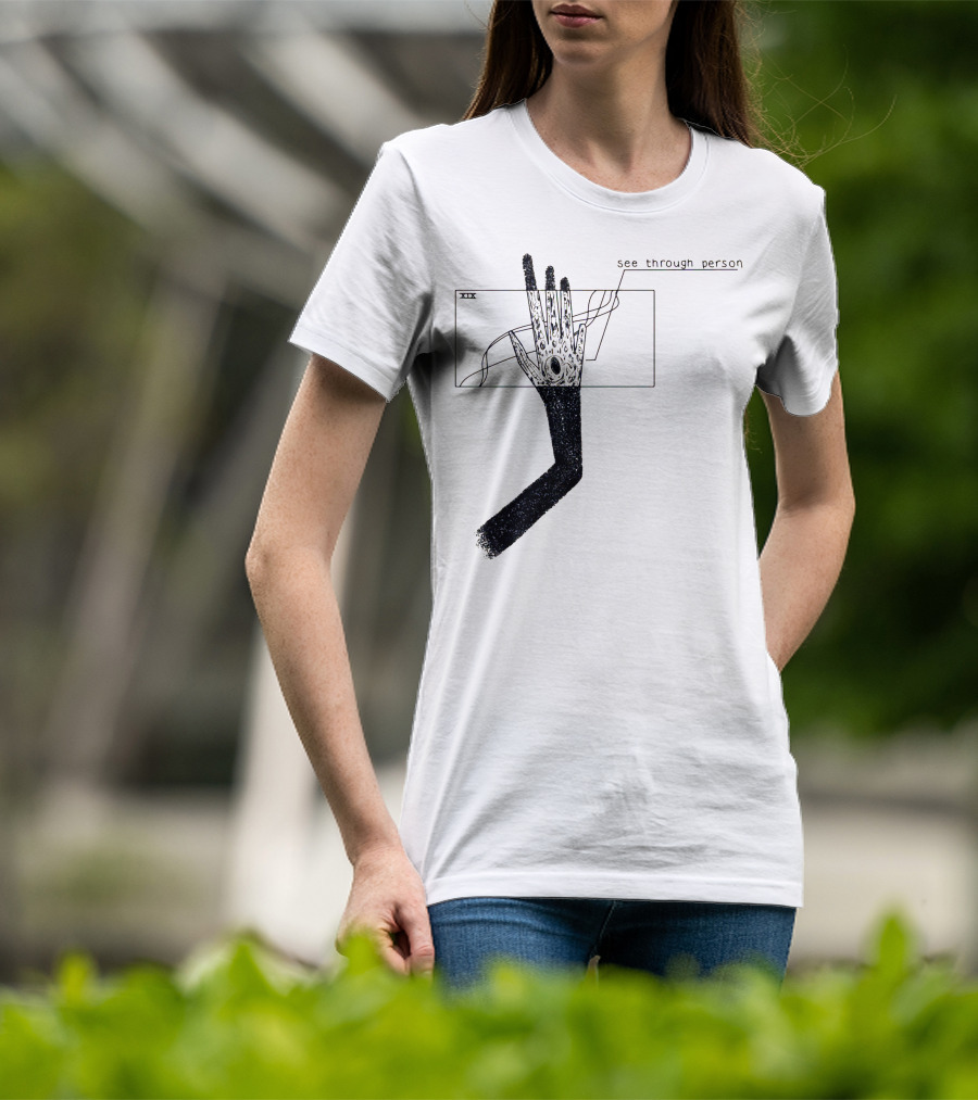 See Through Person Hand Illustration With Void Design And Abstract Lines T-Shirt