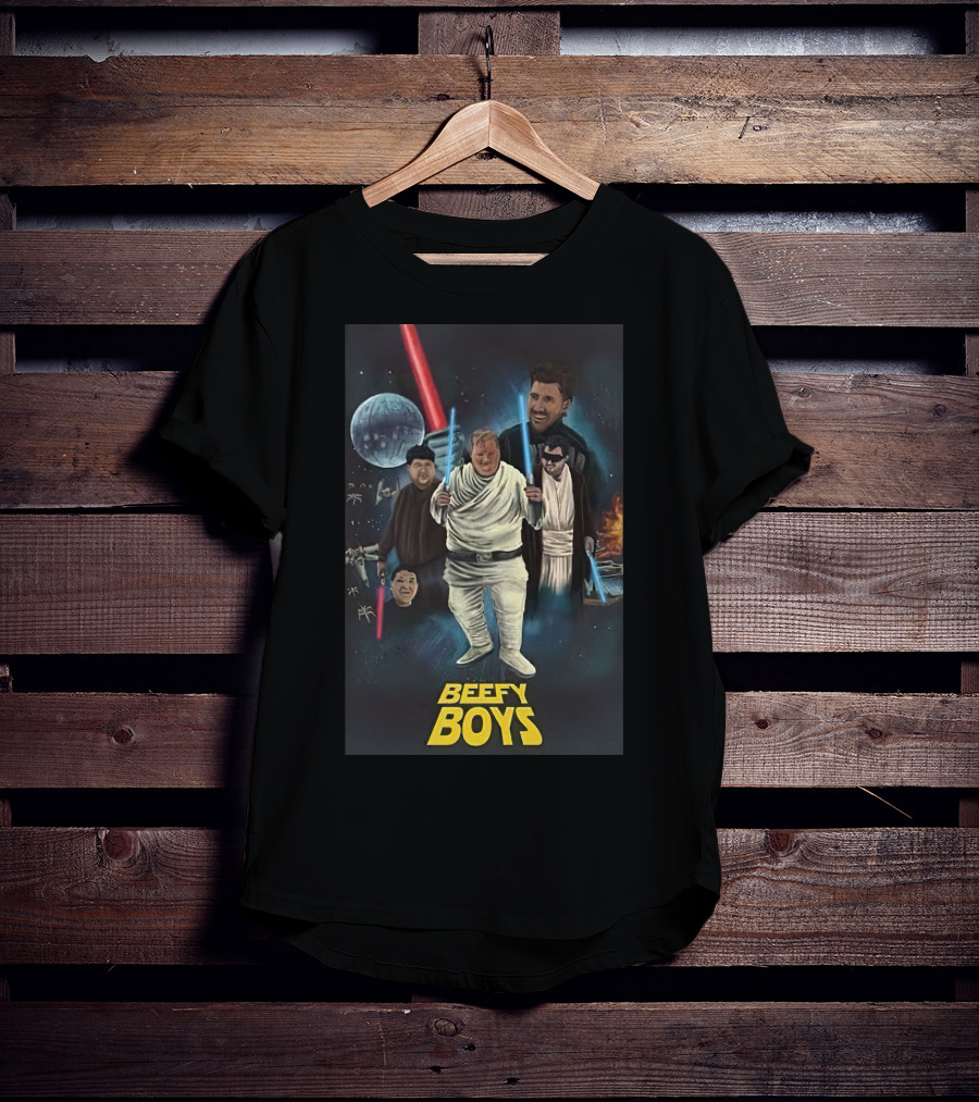 Beefy Boys Parody Featuring Jeff Wittek Characters Lightsabers T-Shirt