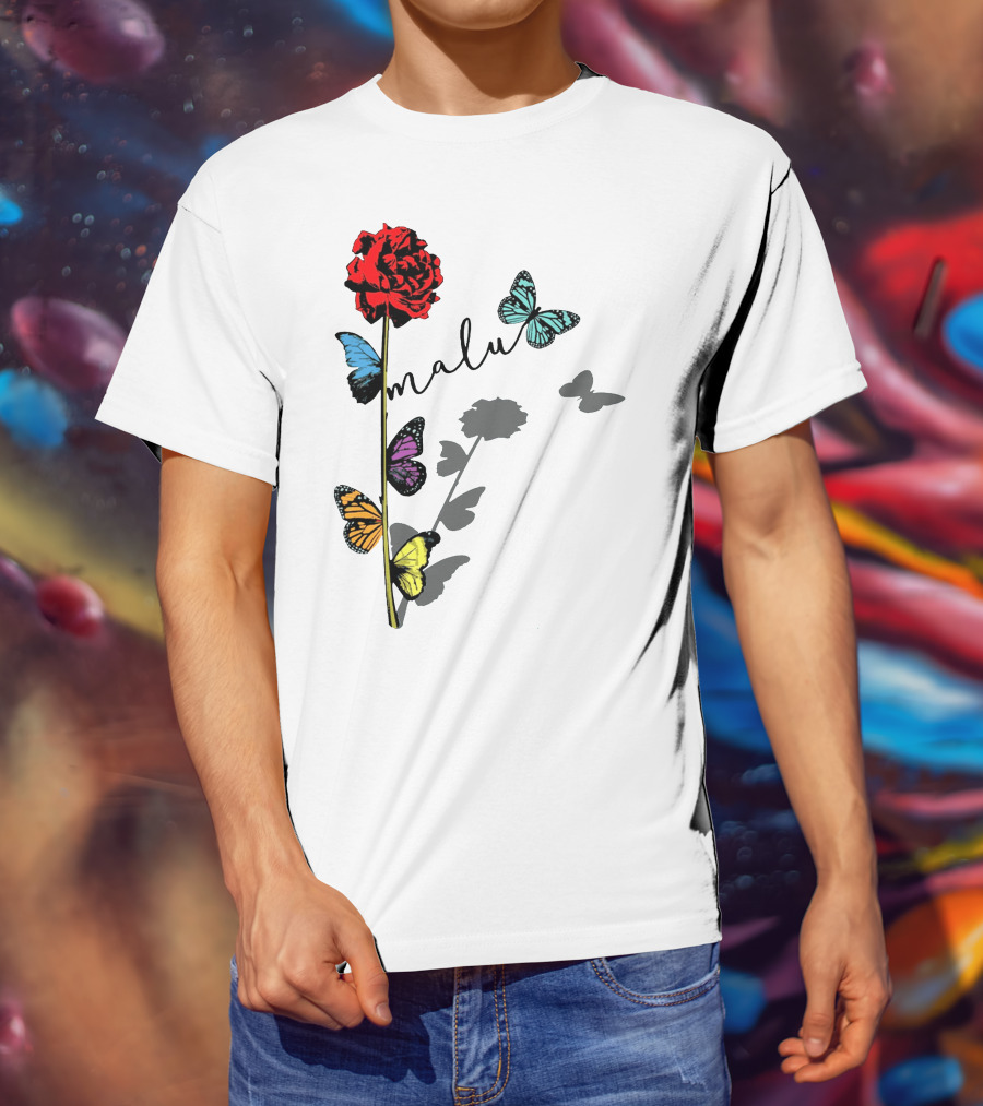 Malu Red Rose Butterflies T-Shirt