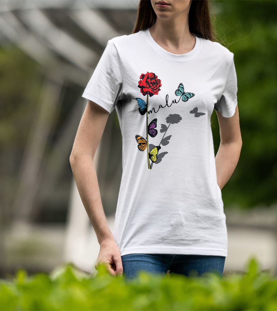 Malu Red Rose Butterflies T-Shirt