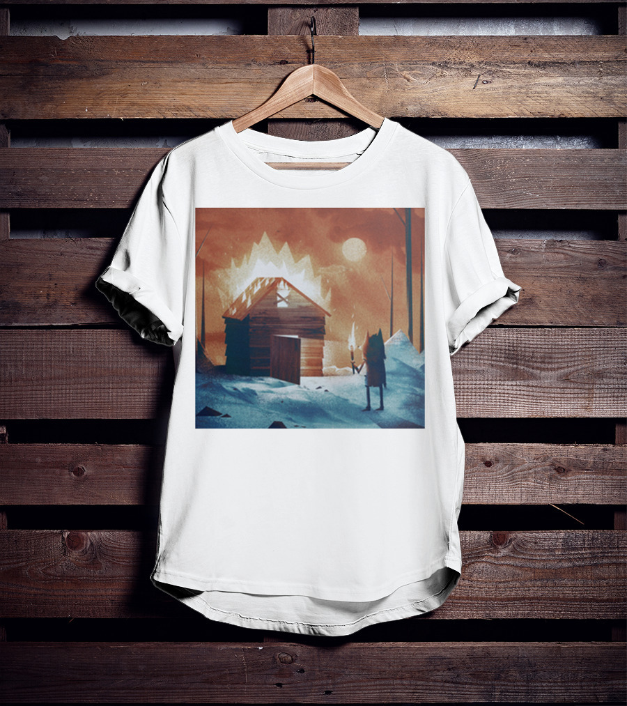 Galleons Merch Cabin Under Twilight With Frozen Forest And Firelight T-Shirt