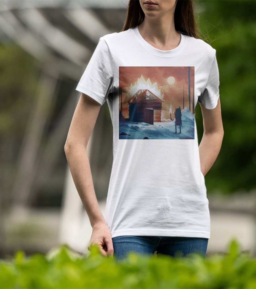 Galleons Merch Cabin Under Twilight With Frozen Forest And Firelight T-Shirt