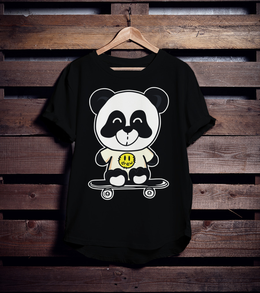 Drew House Panda Bear On Skateboard T-Shirt
