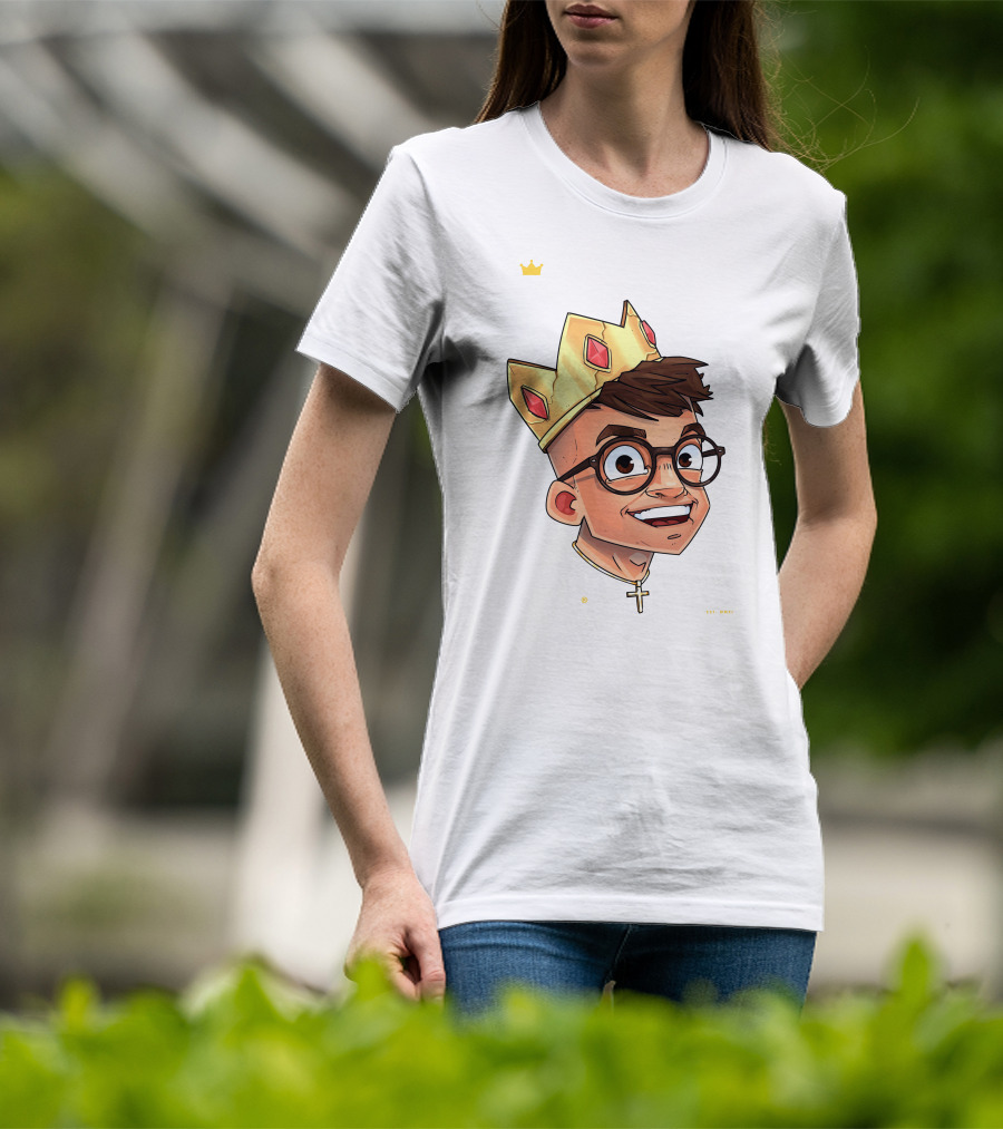Joe Woe Thirt Crowned Cartoon With Glasses And Cross Necklace T-Shirt
