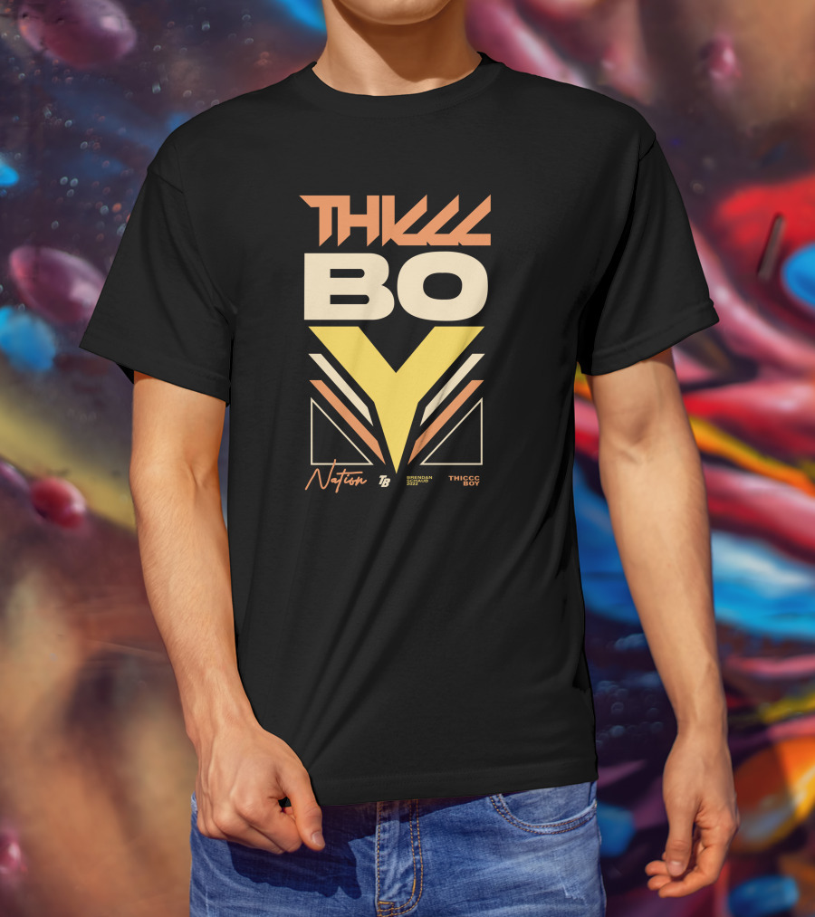 Thicc Boy Nation Thiccc Boy Dash Long Body Black T-Shirt