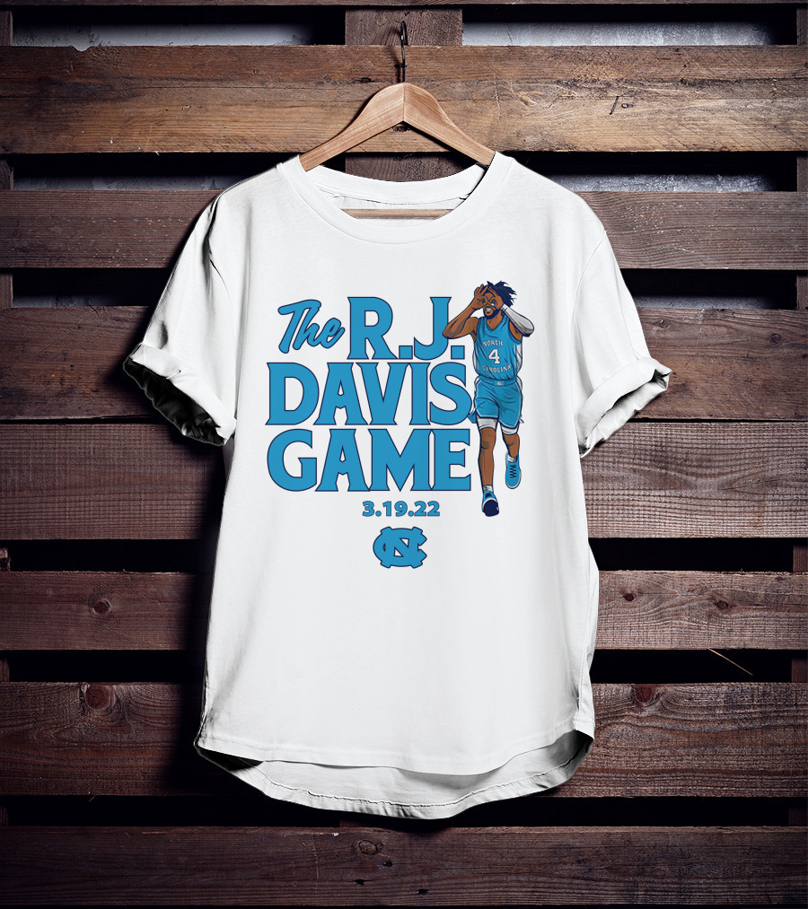 The R.J. Davis Game 3.19.22 UNC Basketball North Carolina T-Shirt