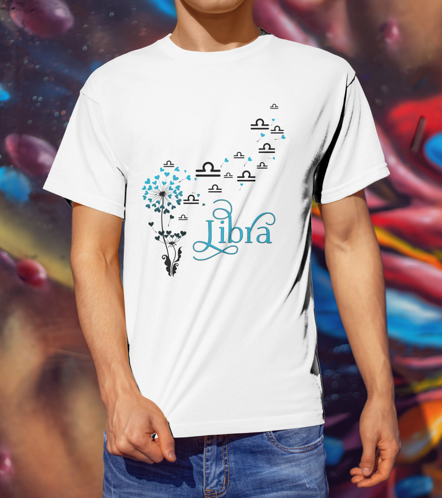 Libra Bloom Zodiac Symbol Hearts T-Shirt