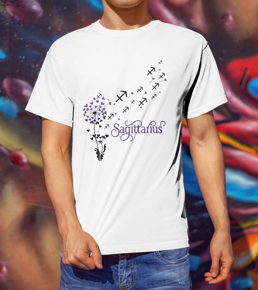 Sagittarius Blooming Heart Symbols T-Shirt