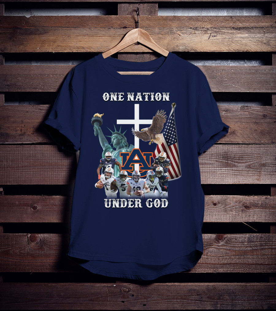 One Nation Under God AU Team With Liberty Cross And Flag T-Shirt