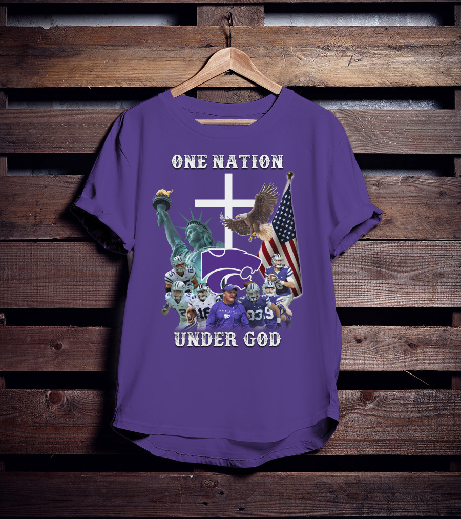 KSW Nation One Nation Under God Statue Of Liberty Cross American Flag Eagle Football T-Shirt