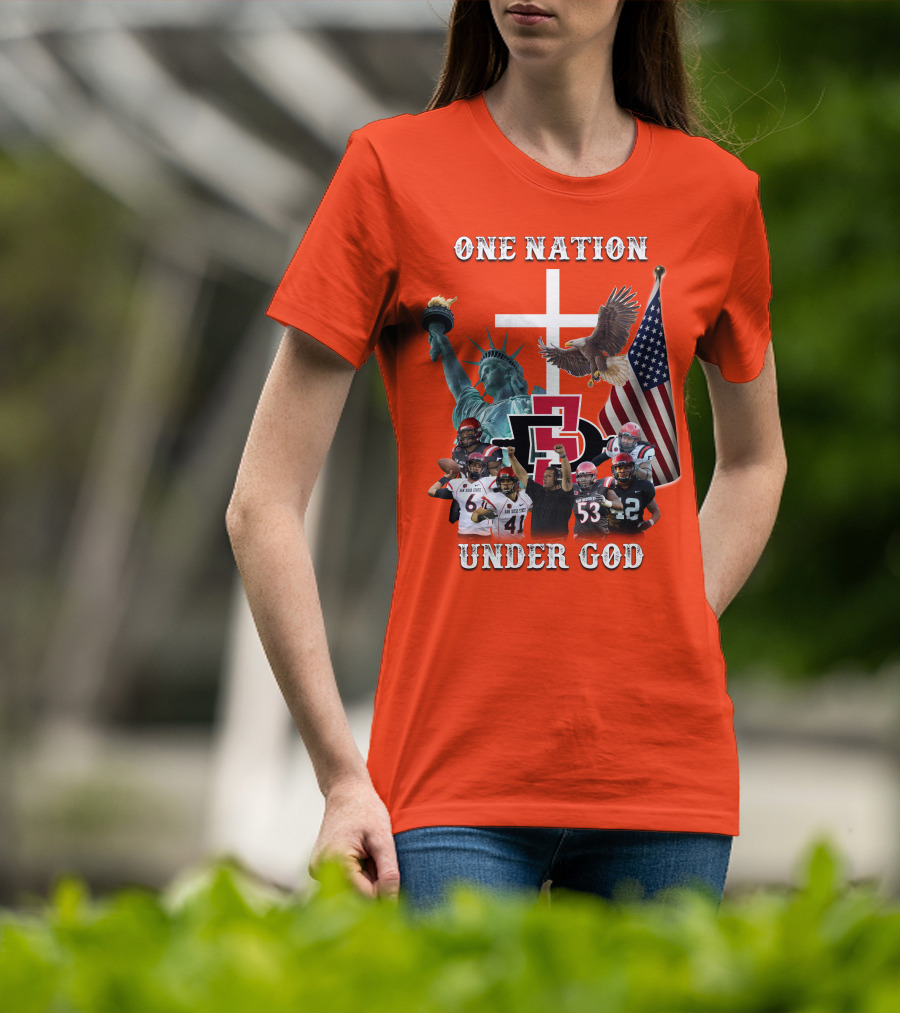 SDSA One Nation Under God Coach Statue Liberty Flag Eagle Football T-Shirt