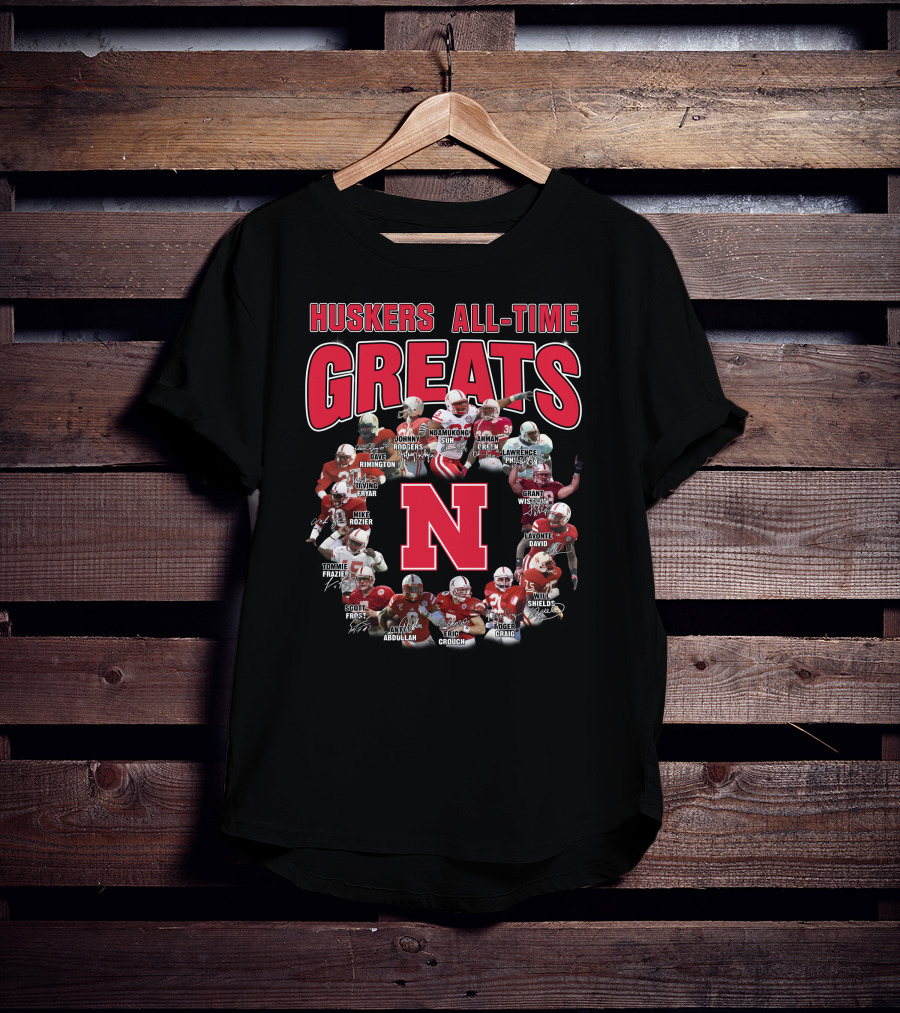 Huskers All-Time Greats Suh Frazier Green Crouch Abdullah Shields Rimington Rozier Wistrom Brothers Fryar Gill David Taylor Dixon T-Shirt