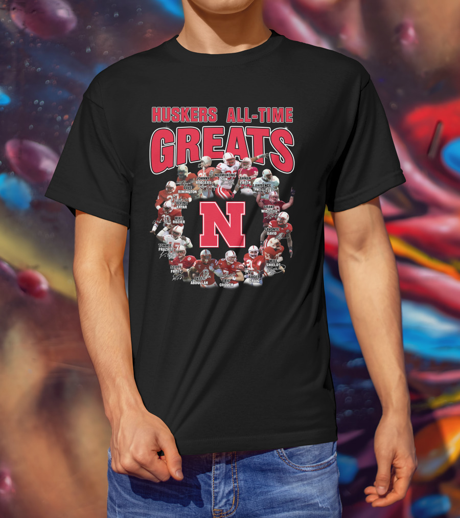 Huskers All-Time Greats Suh Frazier Green Crouch Abdullah Shields Rimington Rozier Wistrom Brothers Fryar Gill David Taylor Dixon T-Shirt
