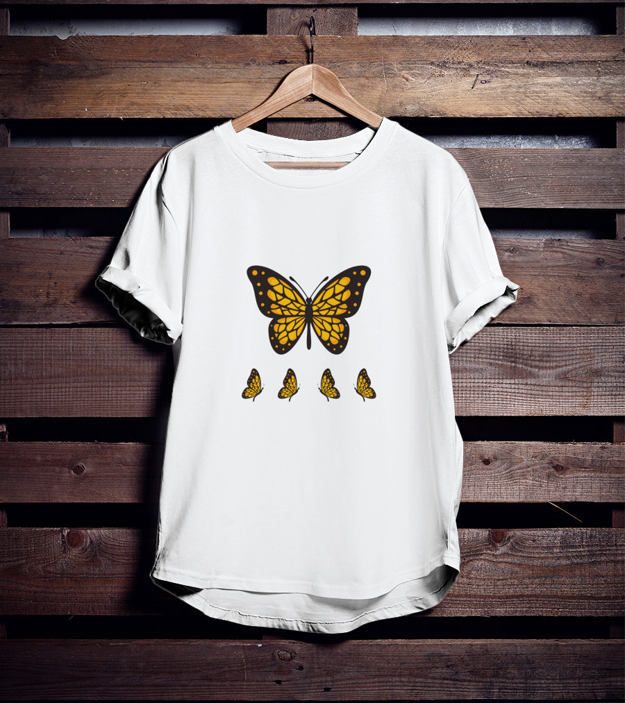 Yellow Butterfly Monarch Design Collection T-Shirt