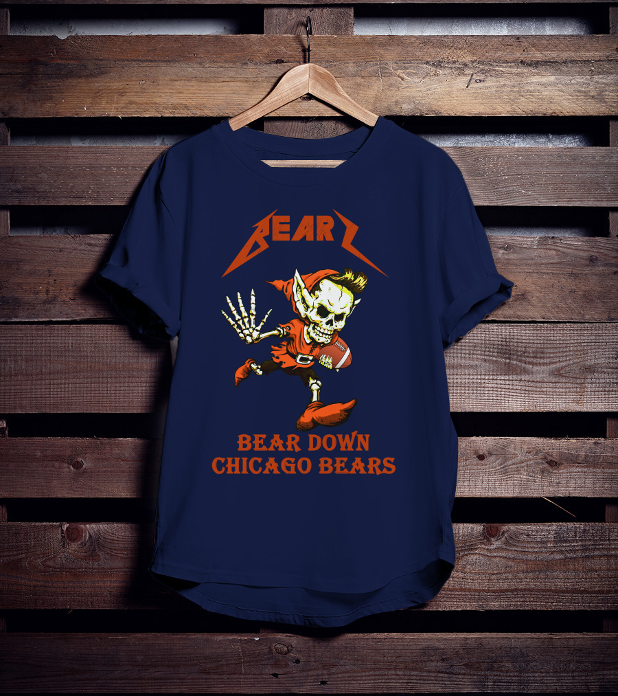 Bear Down Chicago Bears H101 Skeleton Football Player T-Shirt