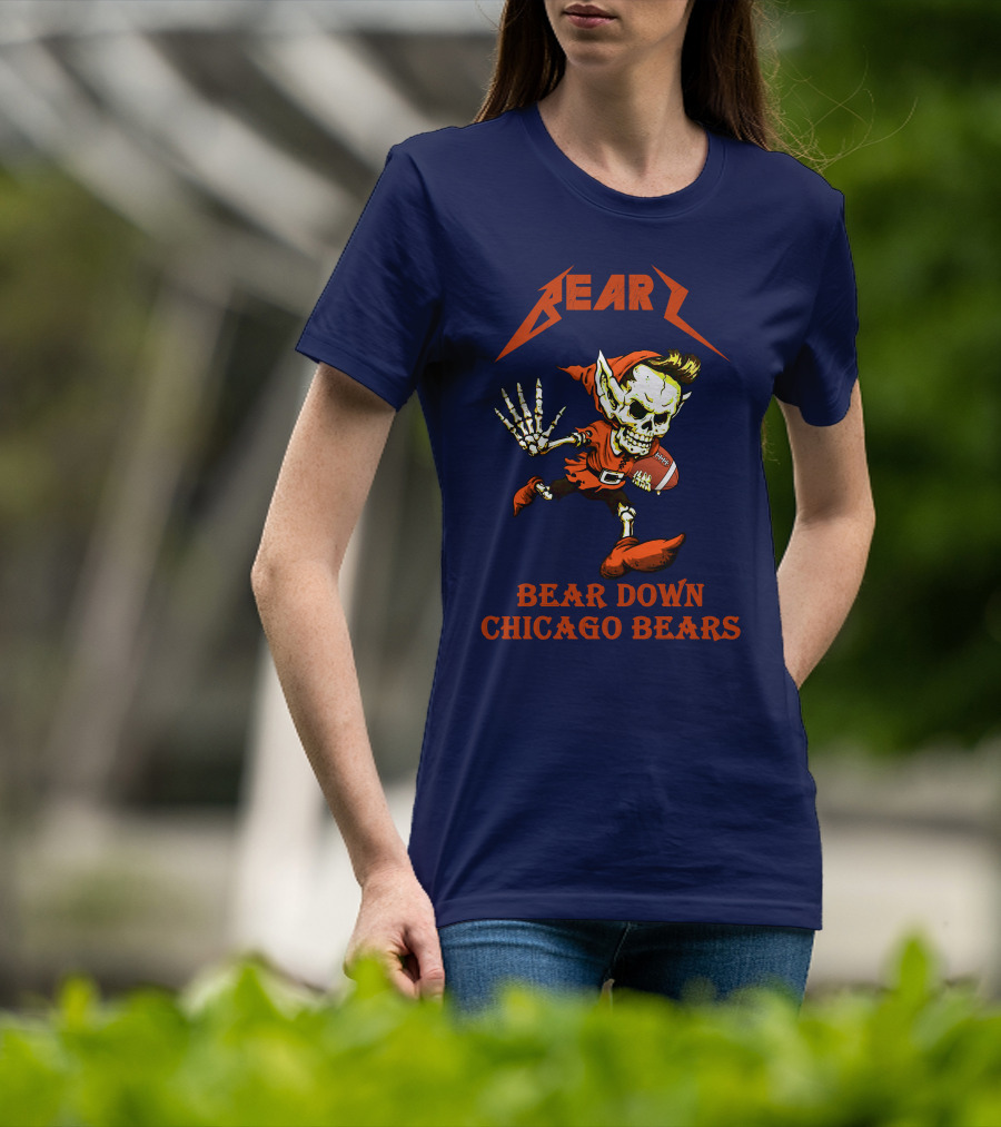 Bear Down Chicago Bears H101 Skeleton Football Player T-Shirt
