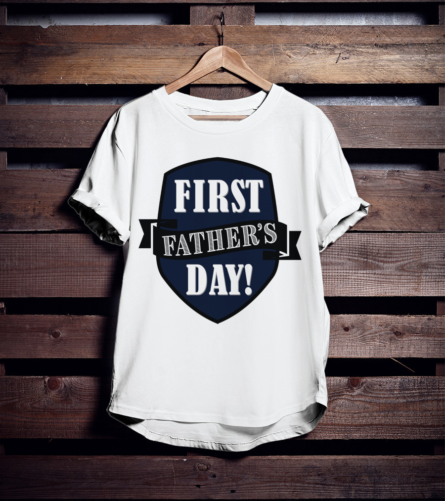 First Father's Day Shield Style Badge T-Shirt