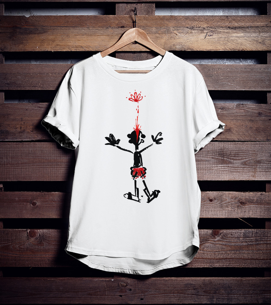 Lil Darkie Merch Lil Darkie Anxiety Cartoon Figure Red Splash T-Shirt