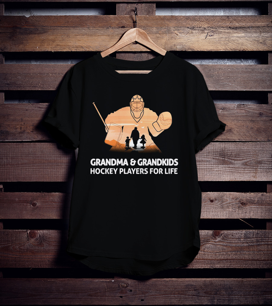 Grandma And Grandkids Hockey Players For Life Hockey Gear T-Shirt