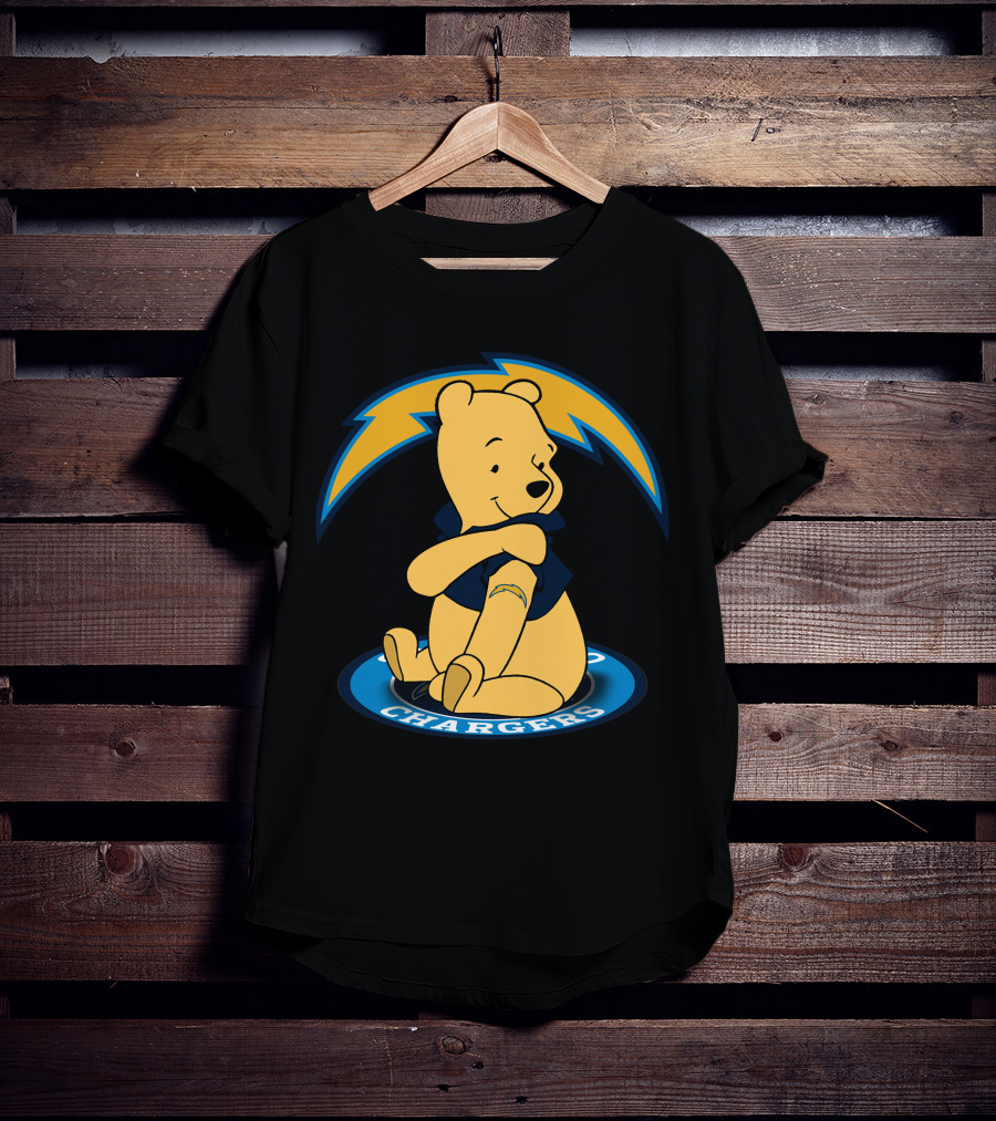 Pooh Chargers Crossover With NFL Lightning T-Shirt