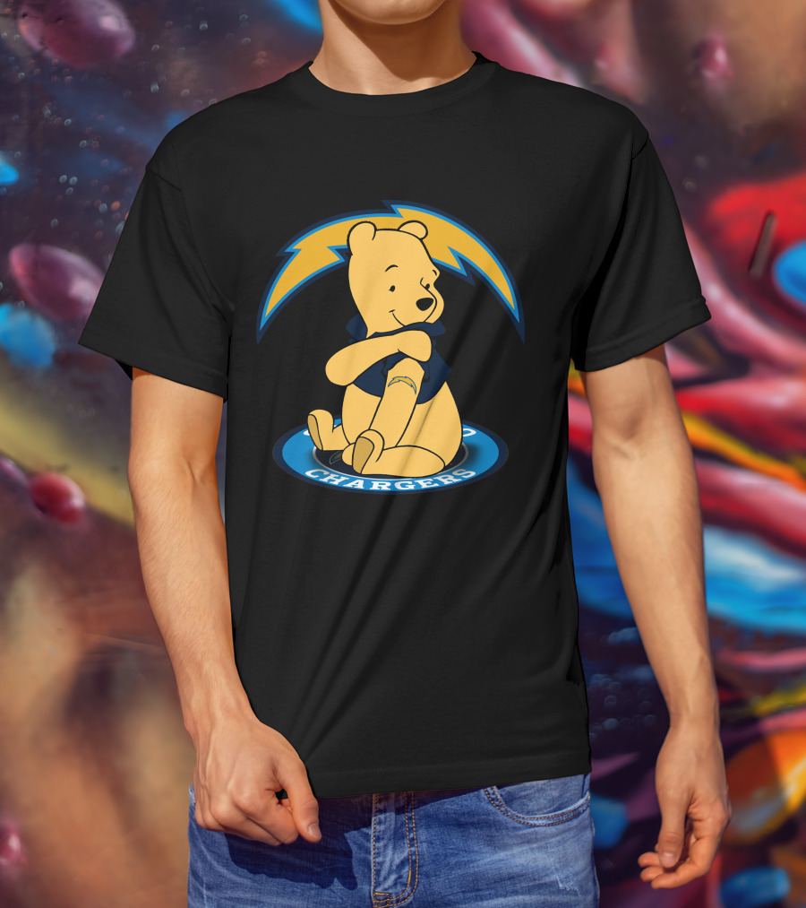 Pooh Chargers Crossover With NFL Lightning T-Shirt