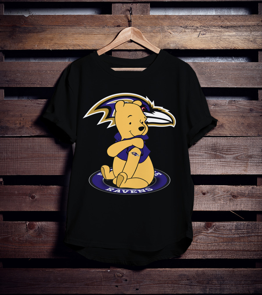 Winnie Pooh Baltimore Ravens Crossover T-Shirt