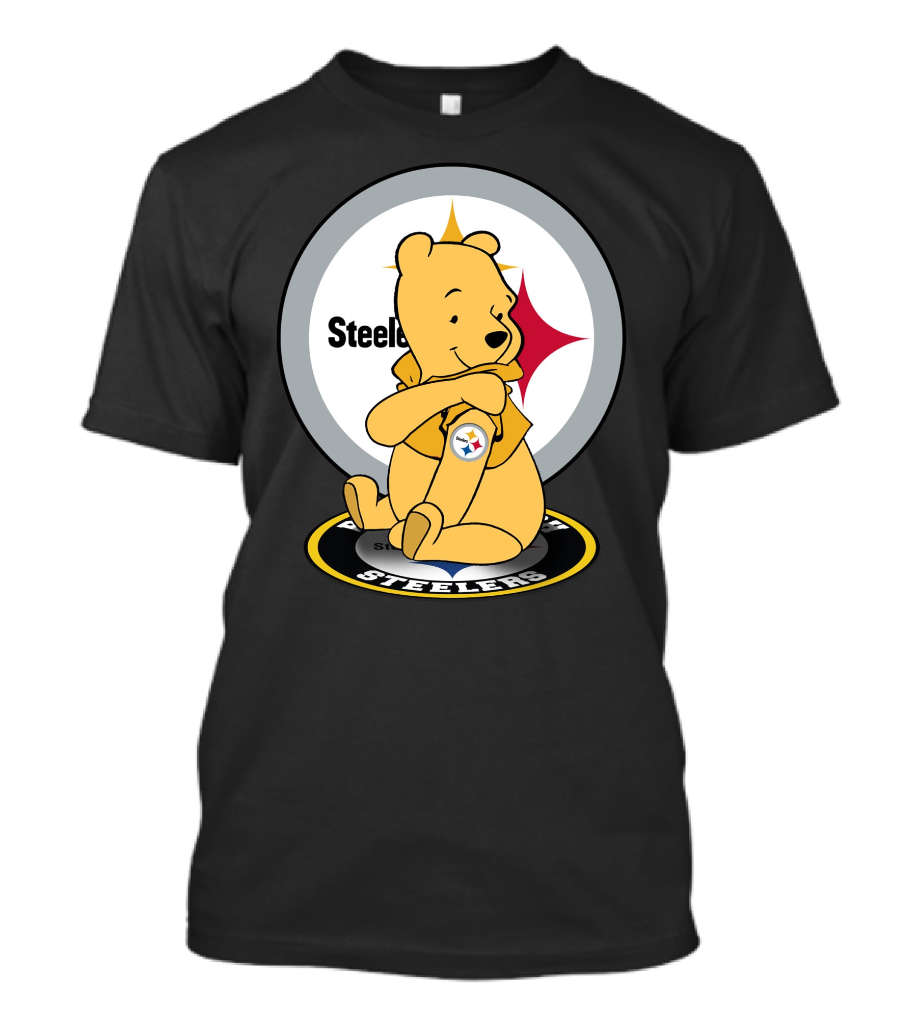 Steelers Pooh Sitting With Steelers T-Shirt