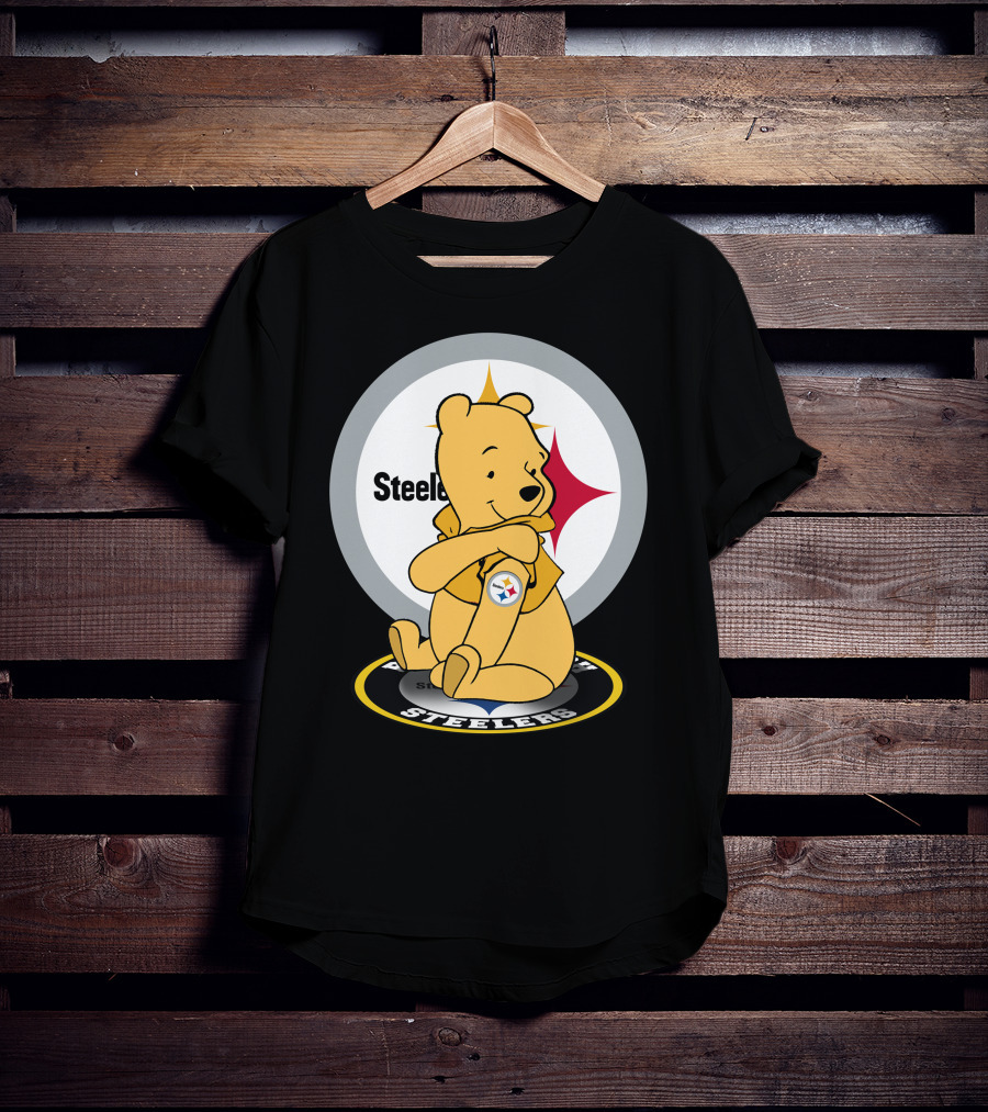Steelers Pooh Sitting With Steelers T-Shirt