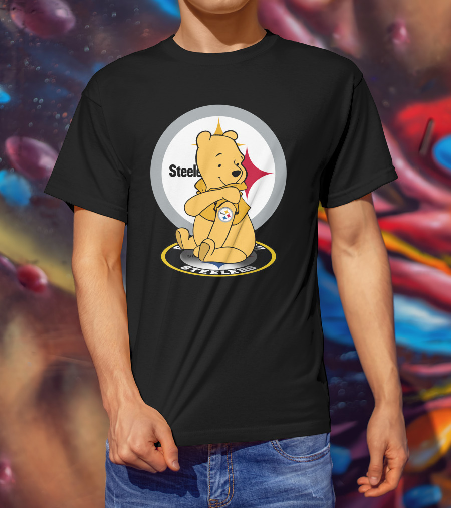 Steelers Pooh Sitting With Steelers T-Shirt