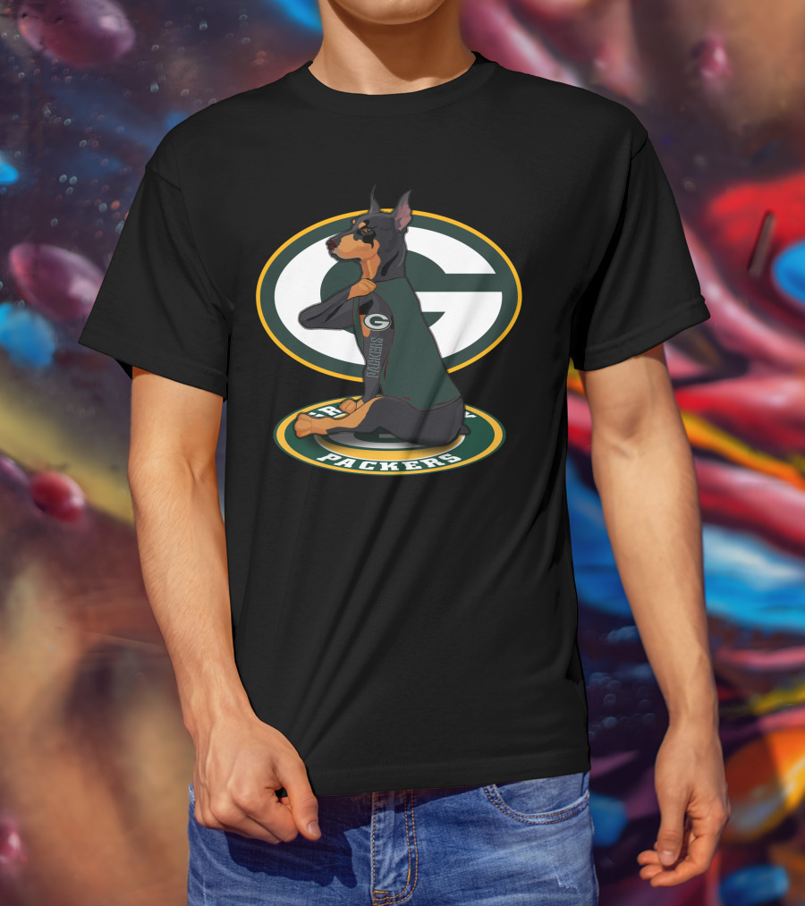 Dobermann Packers Dog Green Bay T-Shirt
