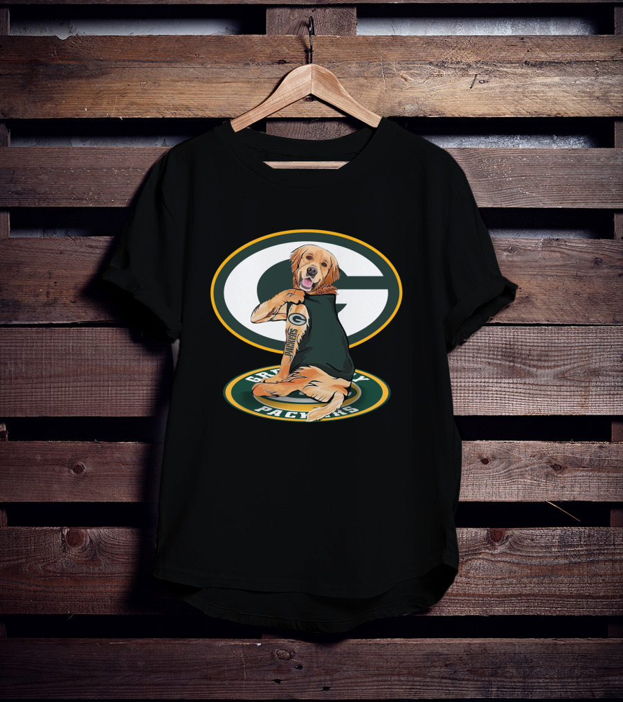 Golden Retriever Wearing Green Bay Packers Jersey T-Shirt