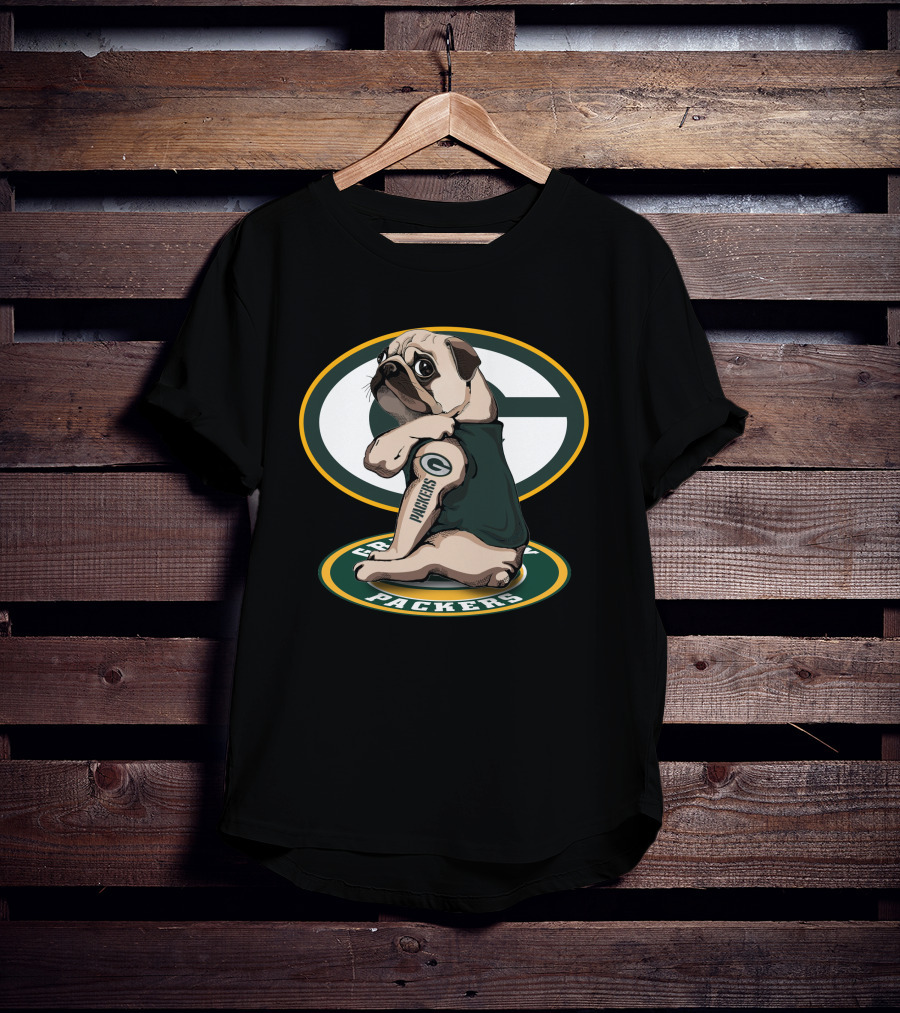 Green Bay Packers Pug With Tattoo T-Shirt