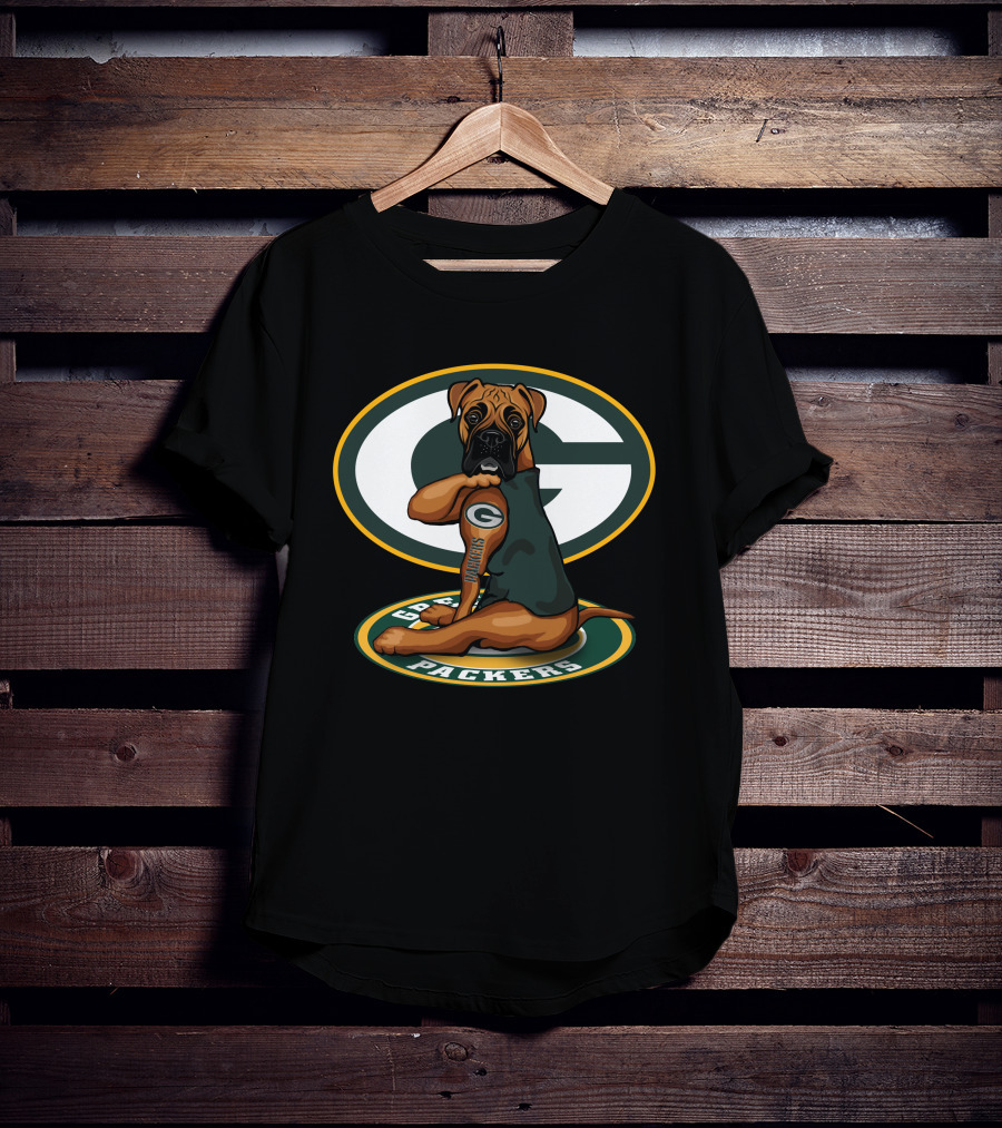 Boxer Packers Green Bay Logo Dog T-Shirt