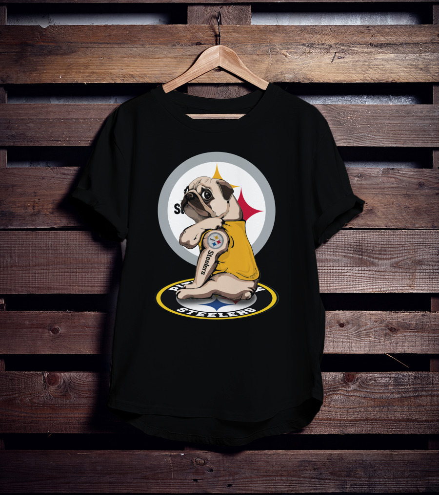 Steelers Pug Fan Football T-Shirt