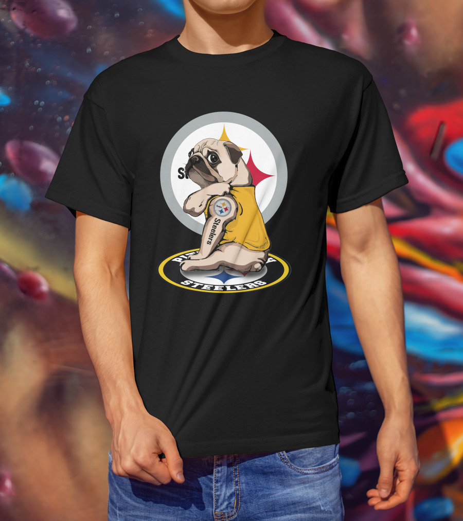 Steelers Pug Fan Football T-Shirt