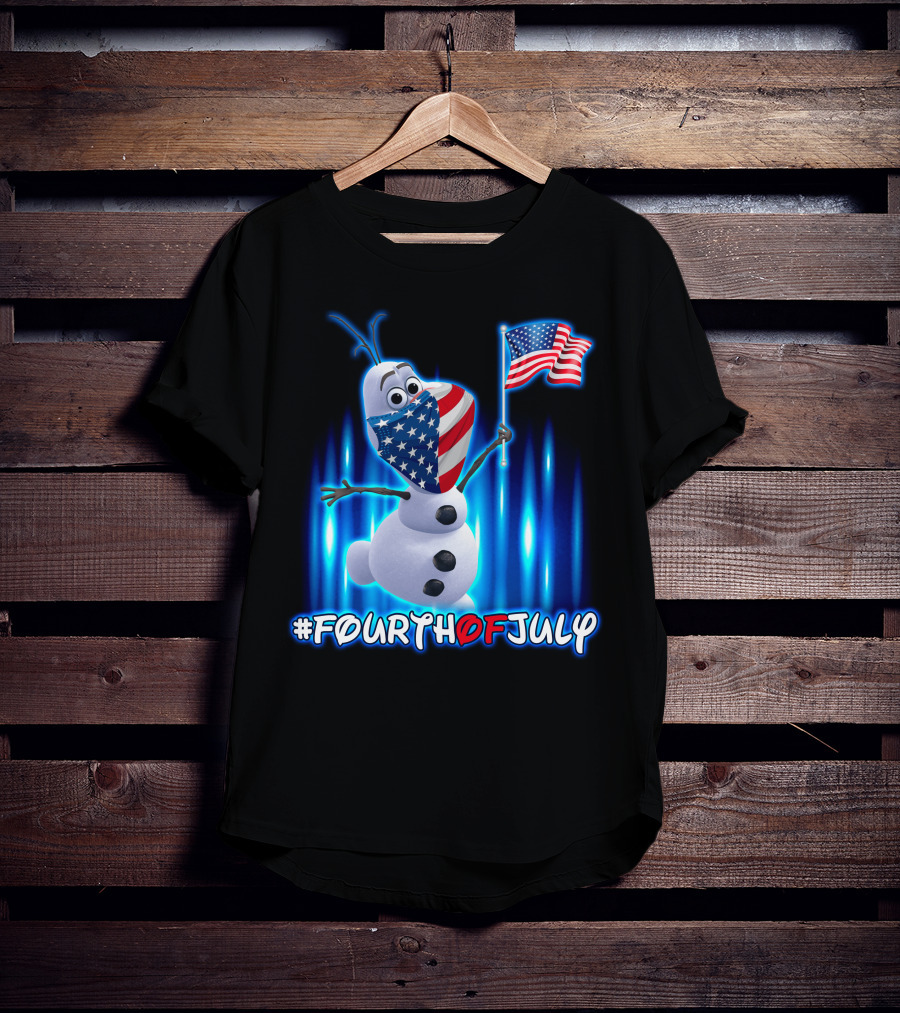 FourthofJuly Olaf Holding American Flag T-Shirt