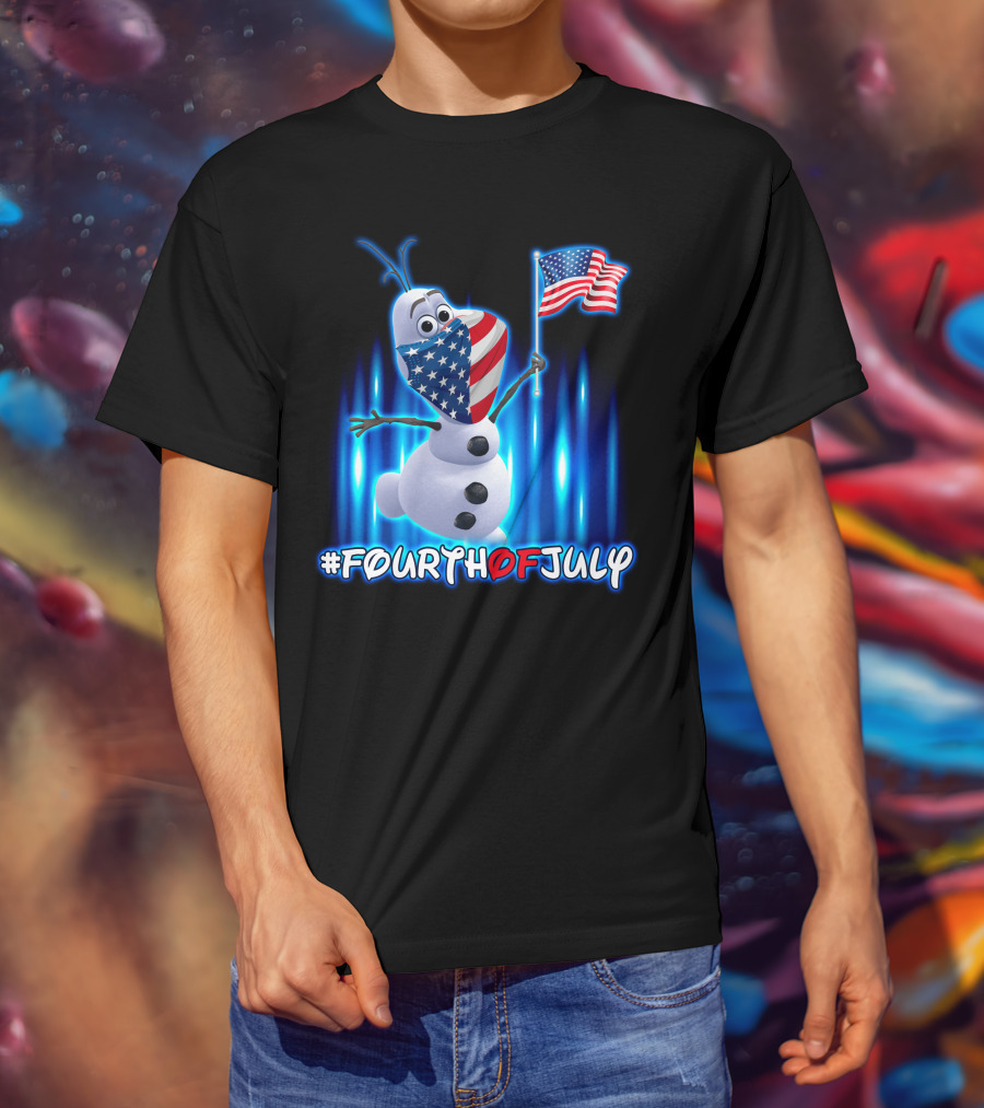 FourthofJuly Olaf Holding American Flag T-Shirt