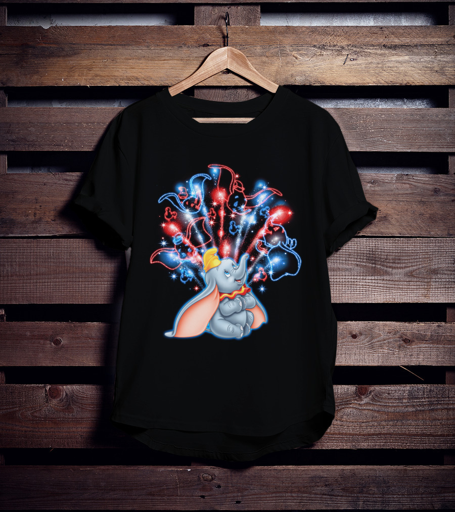 Dumbo Spectacular Fireworks Celebration With Colorful Stars And Figures T-Shirt