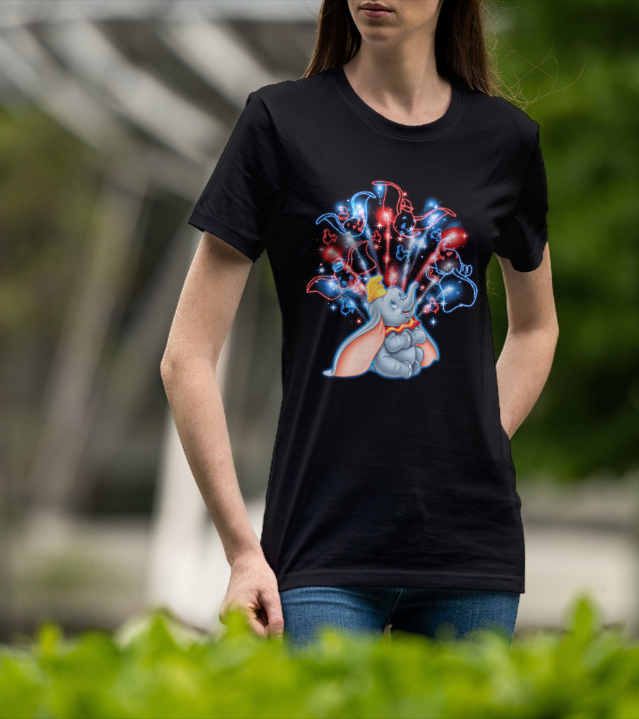 Dumbo Spectacular Fireworks Celebration With Colorful Stars And Figures T-Shirt
