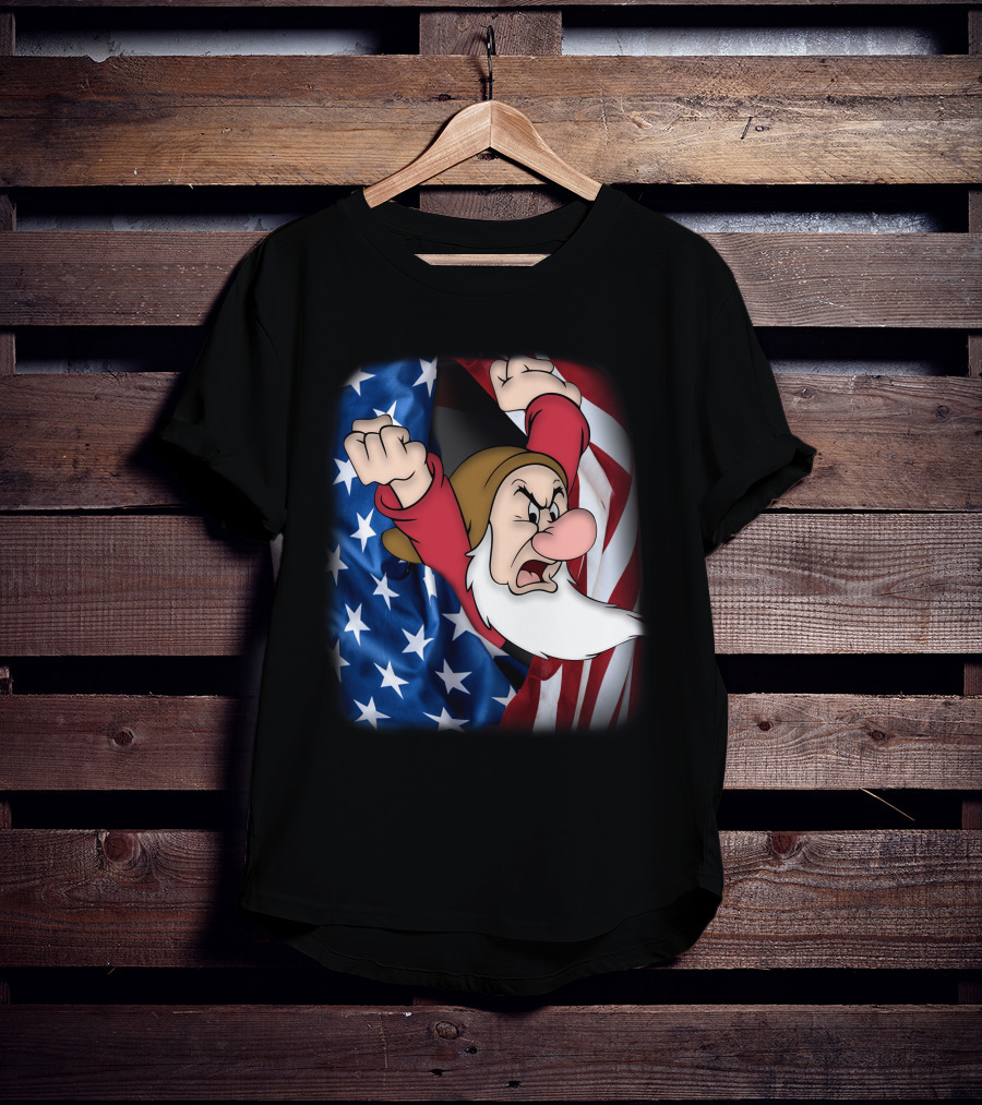 Grumpy American Flag Stars And Stripes Burst T-Shirt