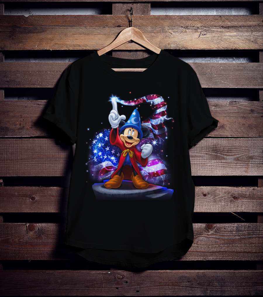 Mickey Sorcerer Patriotic Stars And Stripes July T-Shirt
