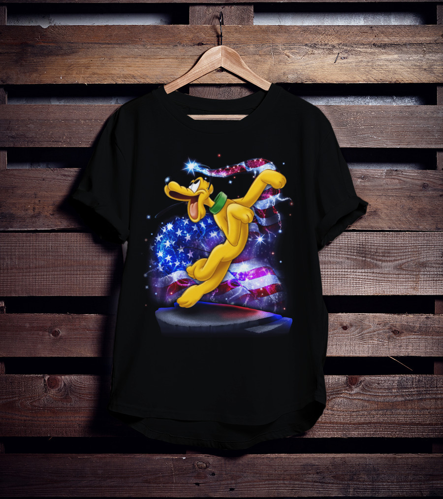 Pluto Bling July Patriotic Celebration Starry American Flag T-Shirt