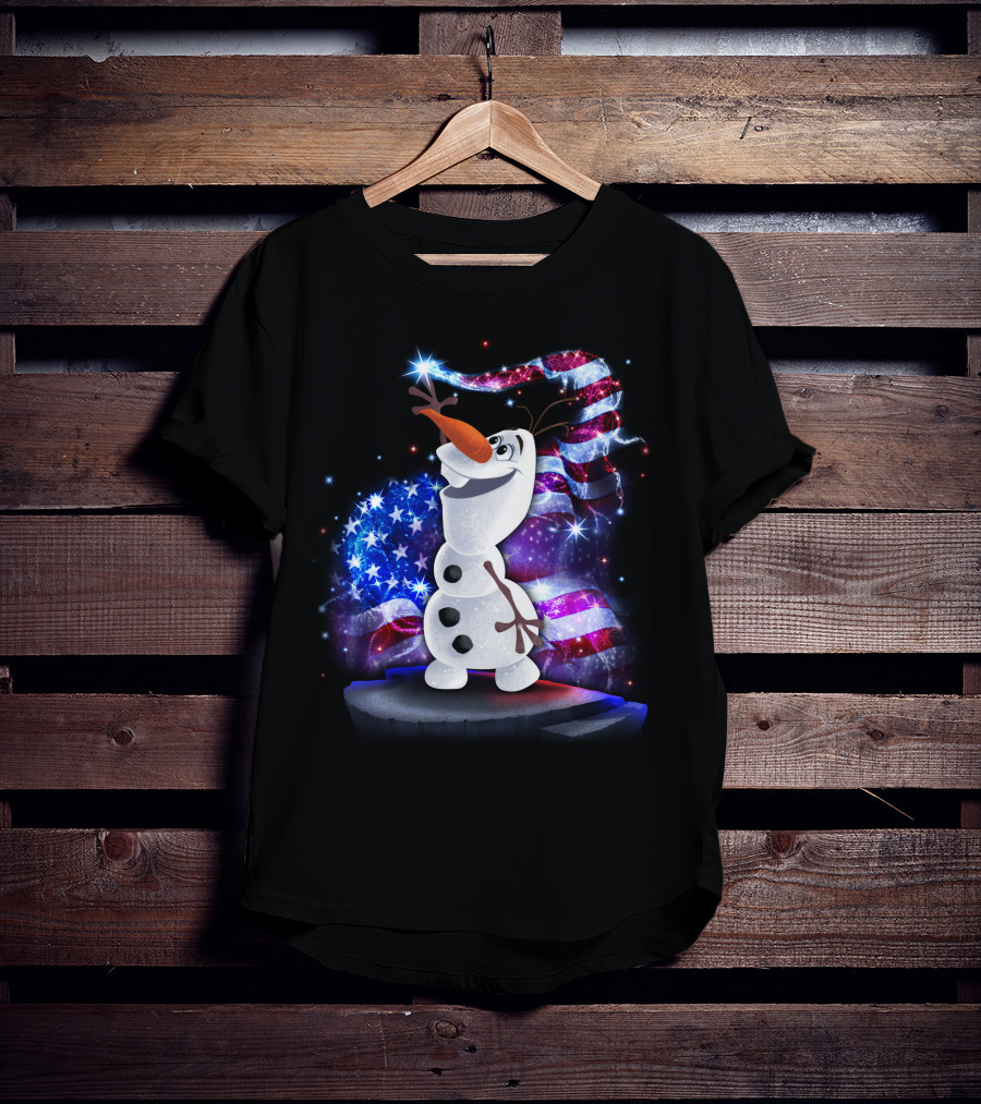 Olaf Bling July American Flag Sparkle T-Shirt