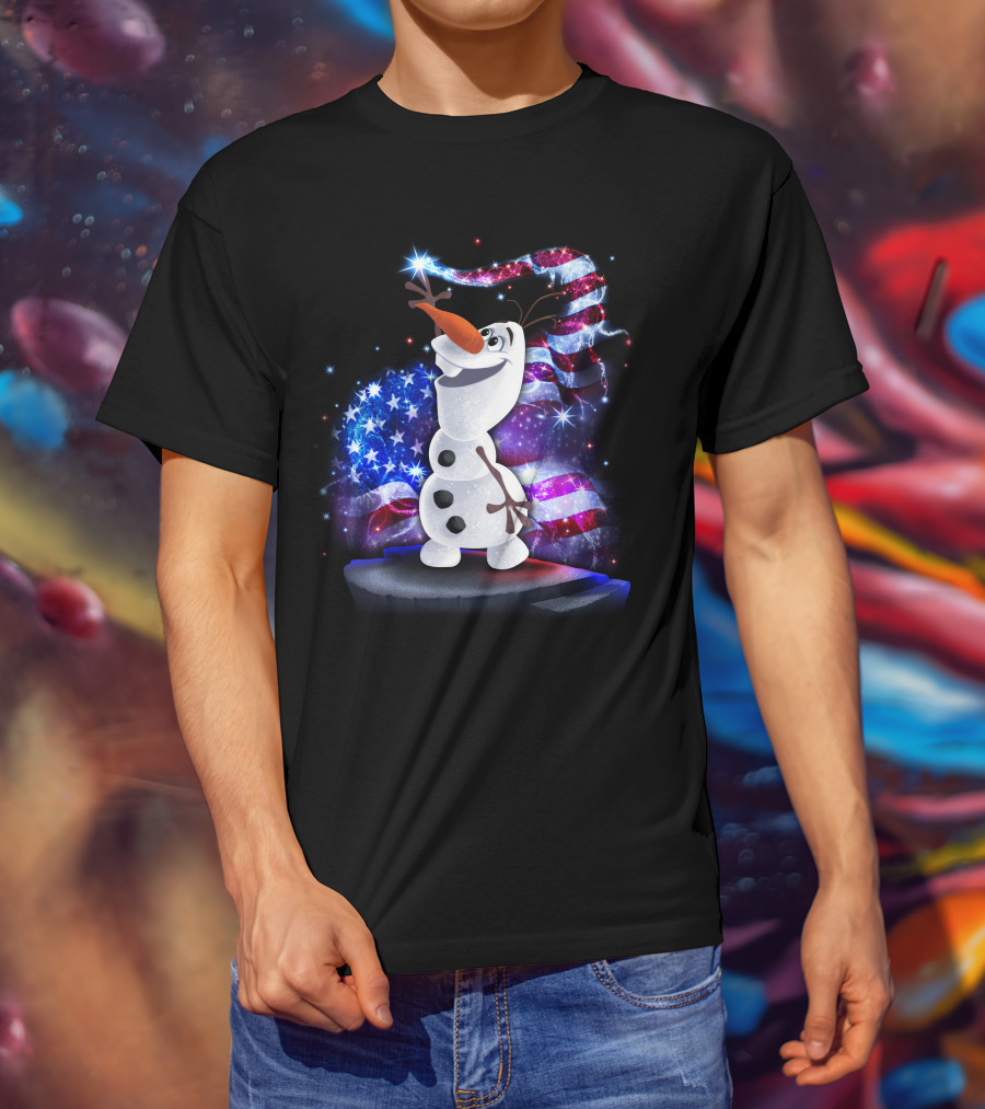 Olaf Bling July American Flag Sparkle T-Shirt