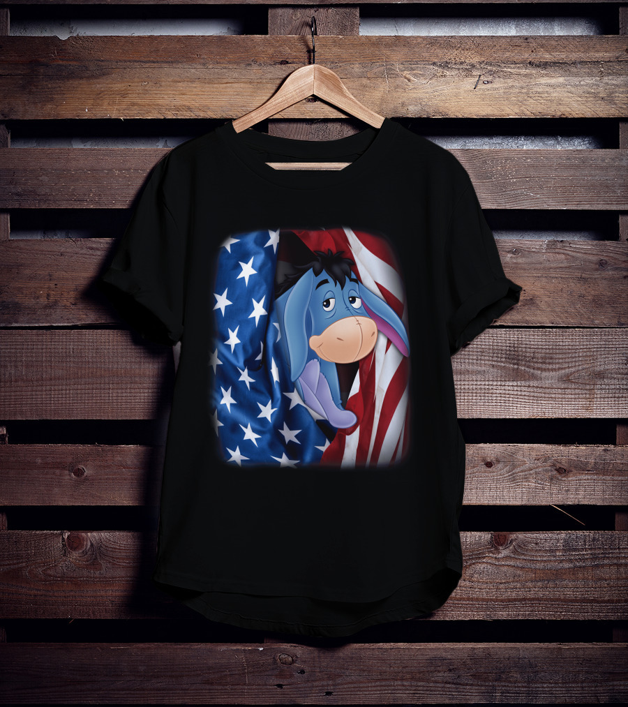 Eeyore American Flag Stars And Stripes Fourth Of July T-Shirt