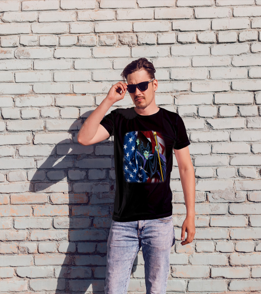 Maleficent Holding Scepter With American Flag Fourth Of July T-Shirt