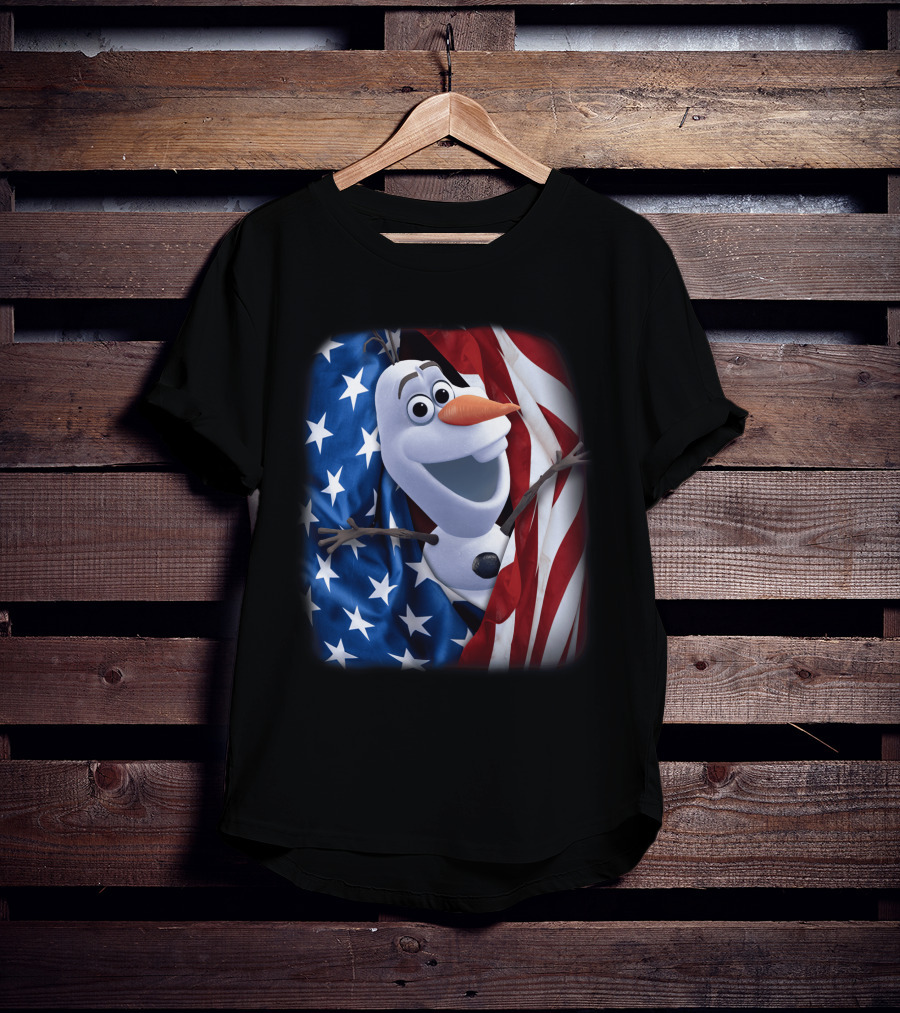Olaf Wrapped In American Flag Fourth Of July T-Shirt