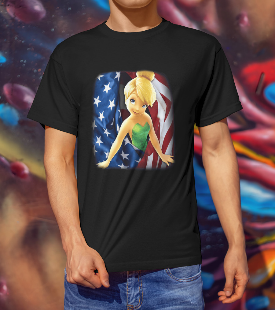 Tinkerbell American Flag Fourth Of July T-Shirt