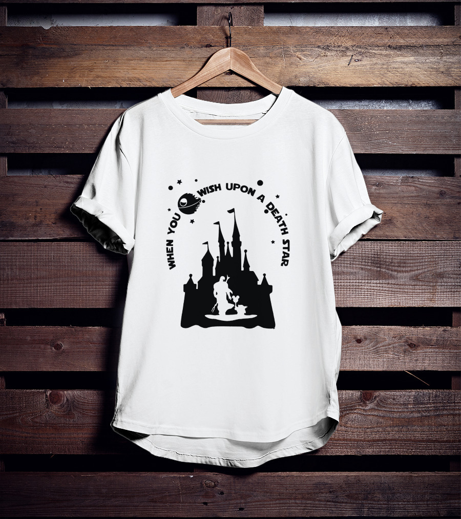 When You Wish Upon A Death Star Disney Castle Baby Yoda T-Shirt
