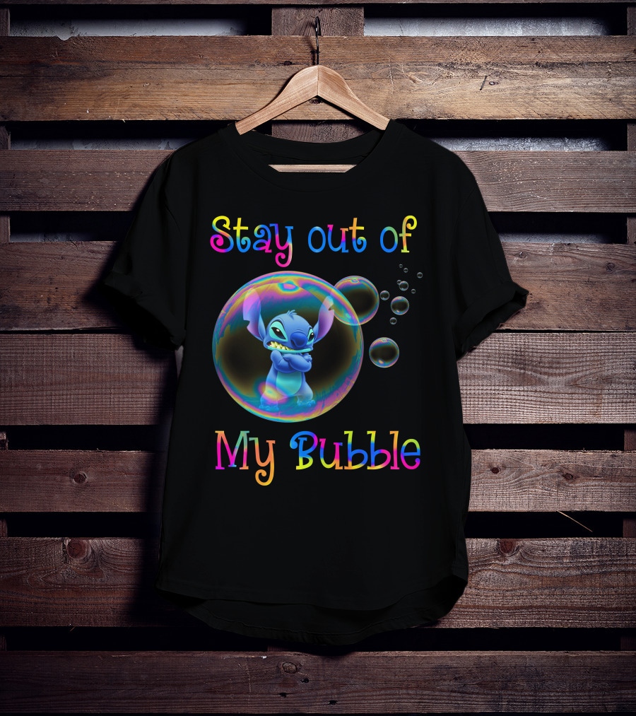 Stay Out Of My Bubble Stitch Rainbow Bubbles T-Shirt